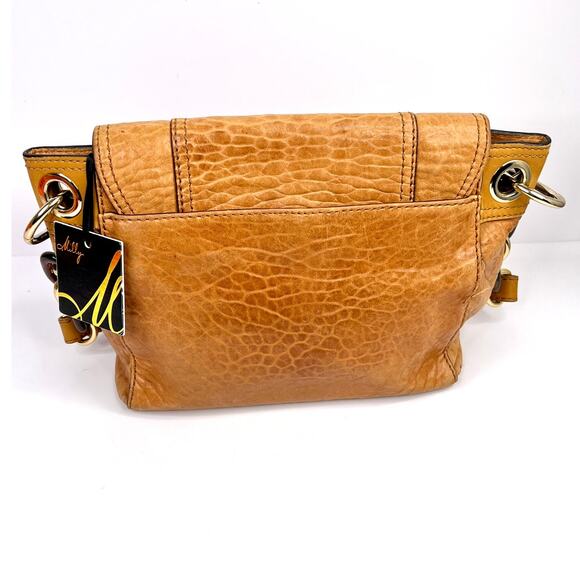 Milly NY Soft Brown Croco Pattern Leather Shoulder Bag Chain Strap Unique Clasp - Picture 3 of 16